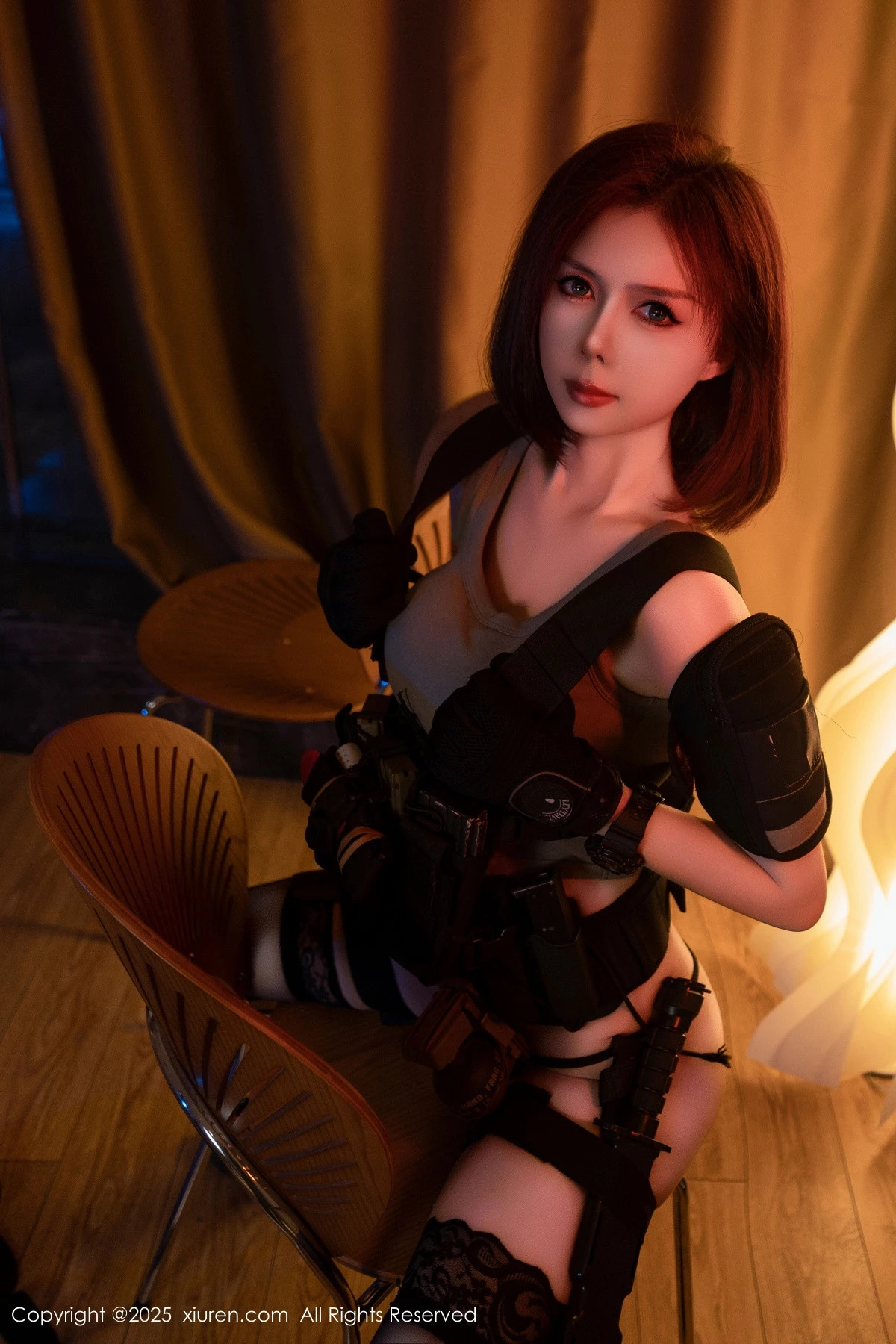 [[XiuRen秀人网]秀人网]No.9759_模特白芷yy性感美女战士装扮黑色内衣配黑丝袜秀曼妙身姿诱惑写真94P