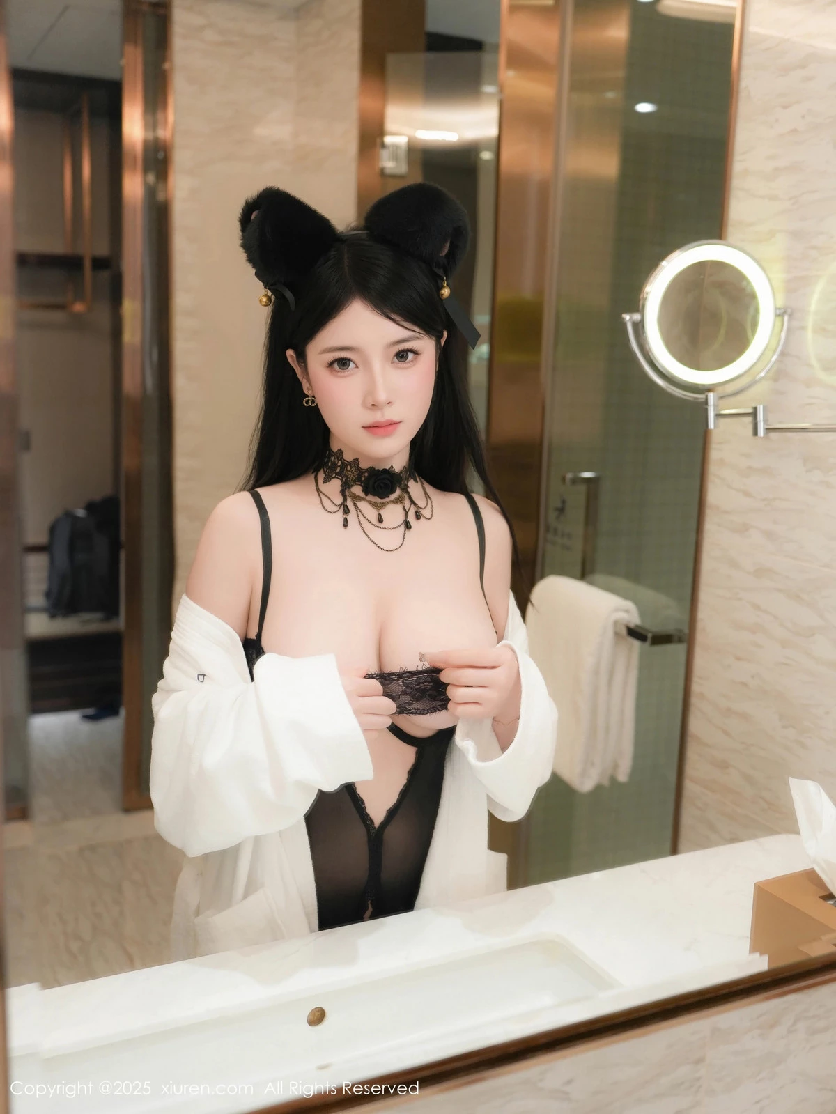 [[XiuRen秀人网]秀人网]No.9961_新人模特优酱性感黑色情趣内衣配超薄黑丝秀凹凸身材诱惑写真77P