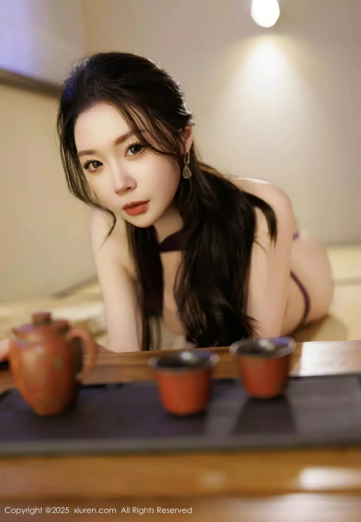 [[XiuRen秀人网]秀人网]No.10106_模特梦心玥红色旗袍露紫色情趣服饰配黑丝袜秀高挑身材诱惑写真82P