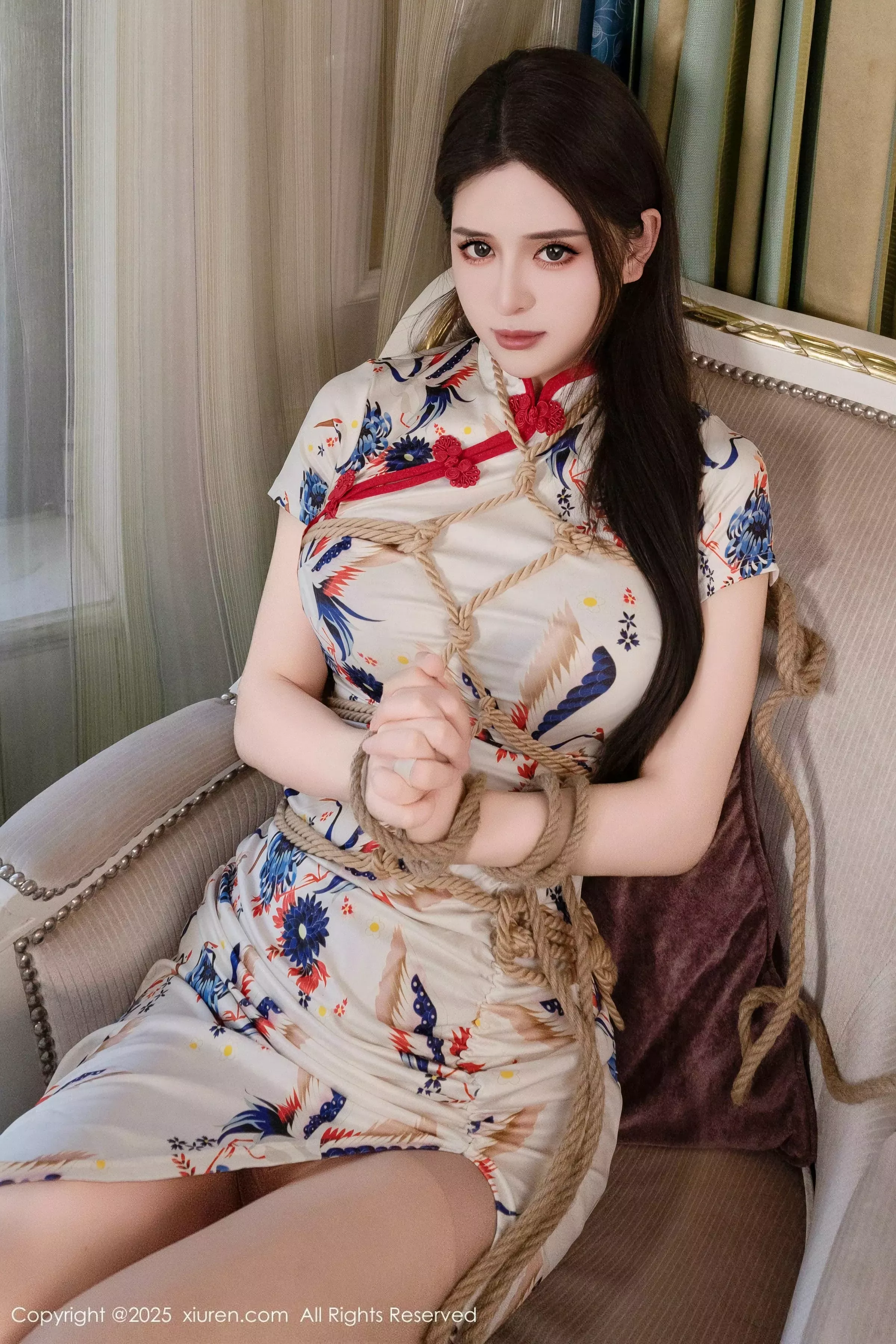 [[XiuRen秀人网]秀人网]No.10452_模特灿宝情趣捆绑主题性感花色旗袍露肉色内衣秀魔鬼身材诱惑写真96P