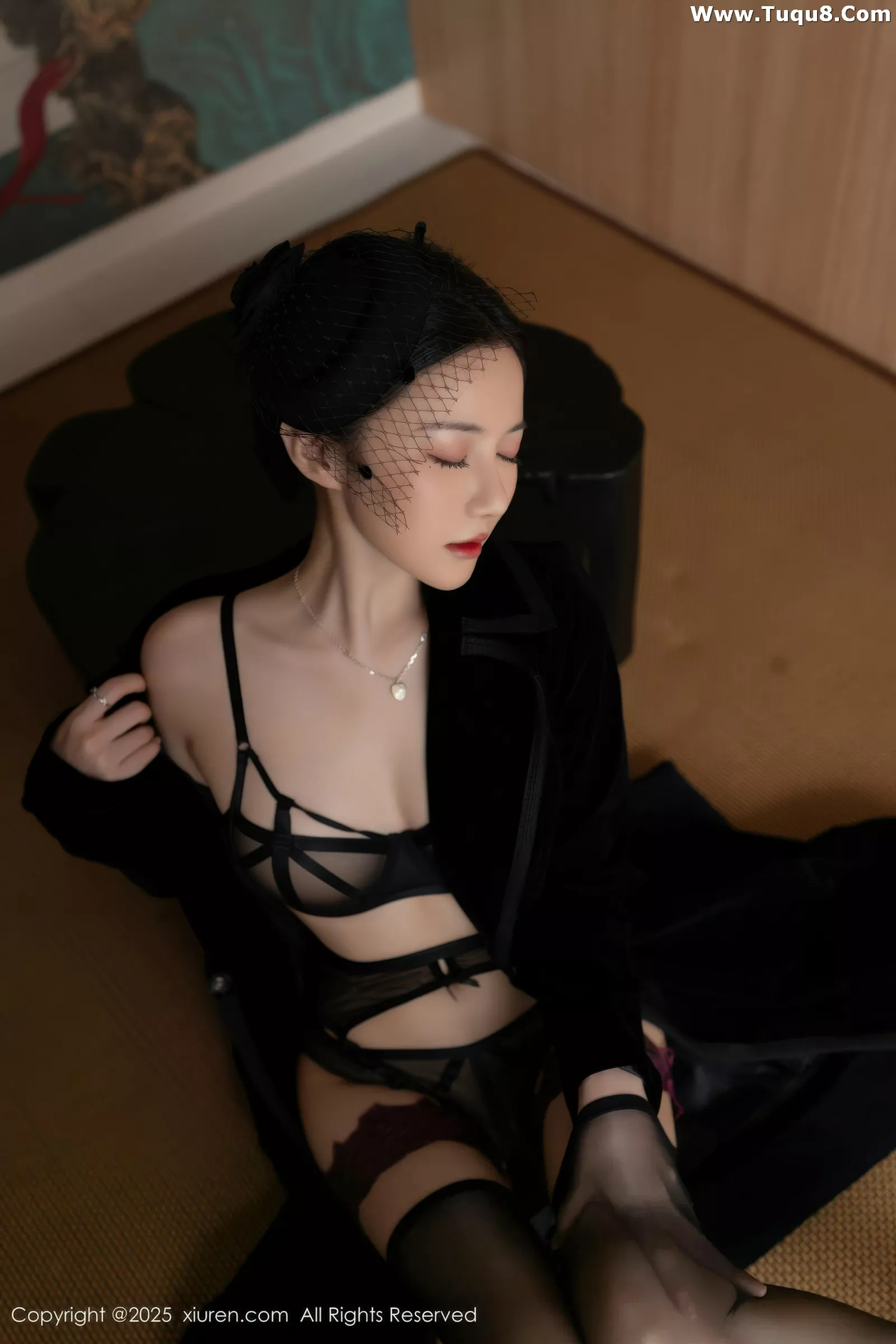 [[XiuRen秀人网]秀人网]No.10564_模特鱼子酱Fish性感黑色情趣内衣配黑丝吊袜秀曼妙身姿诱惑写真80P