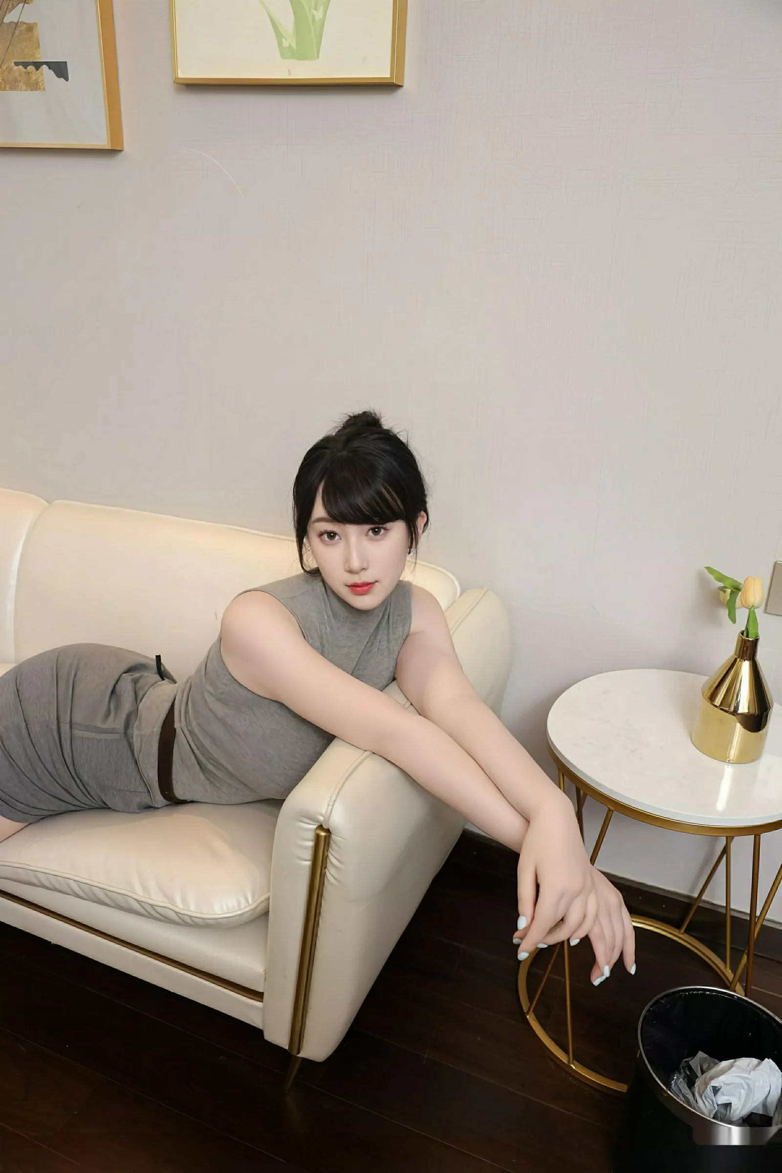 [[XiuRen秀人网]秀人网]No.10600_模特李沁恩lrene性感灰色包臀裙配黑丝吊袜秀丰腴身材诱惑写真80P