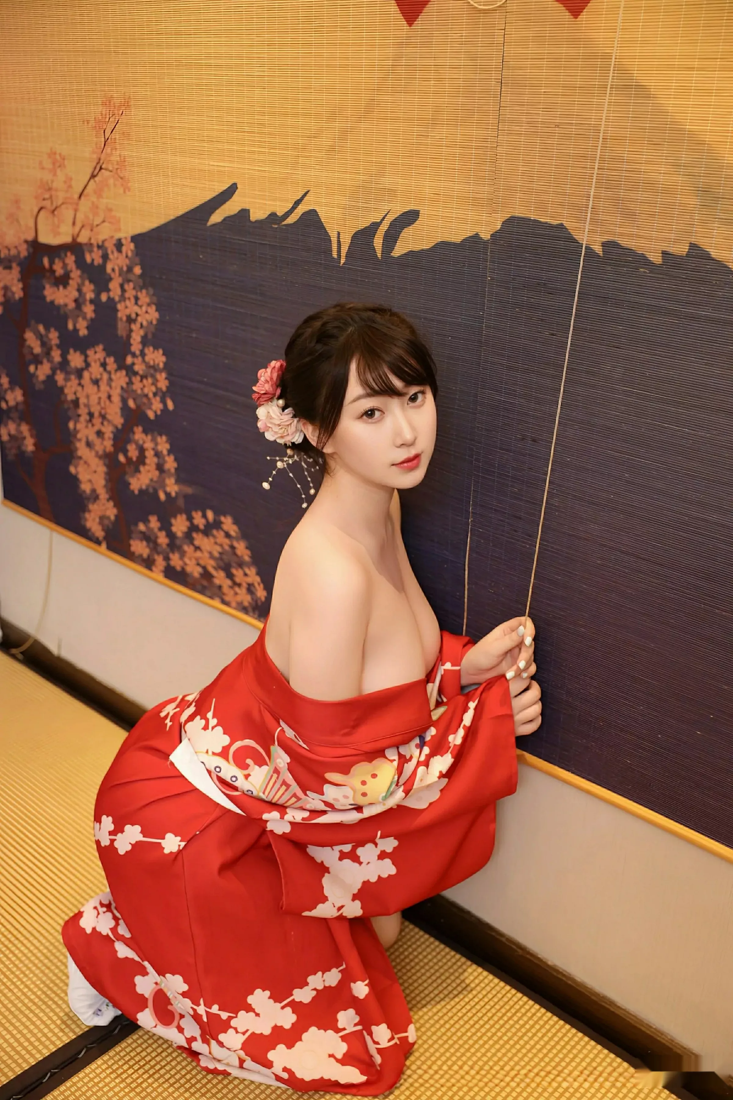 [[XiuRen秀人网]秀人网]No.10624_模特李沁恩lrene性感日系风红色服饰半脱秀丰腴身材惹火诱惑写真69P