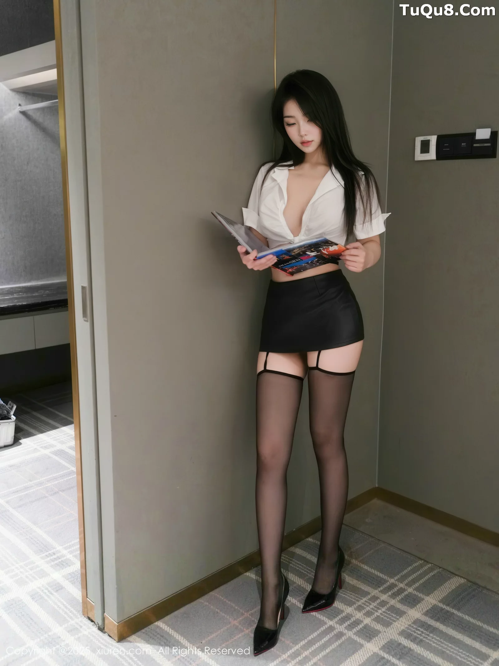 [[XiuRen秀人网]秀人网]No.10669_新人模特烧烧小桃性感黑色情趣内衣配黑丝吊袜秀曼妙身材诱惑写真99P