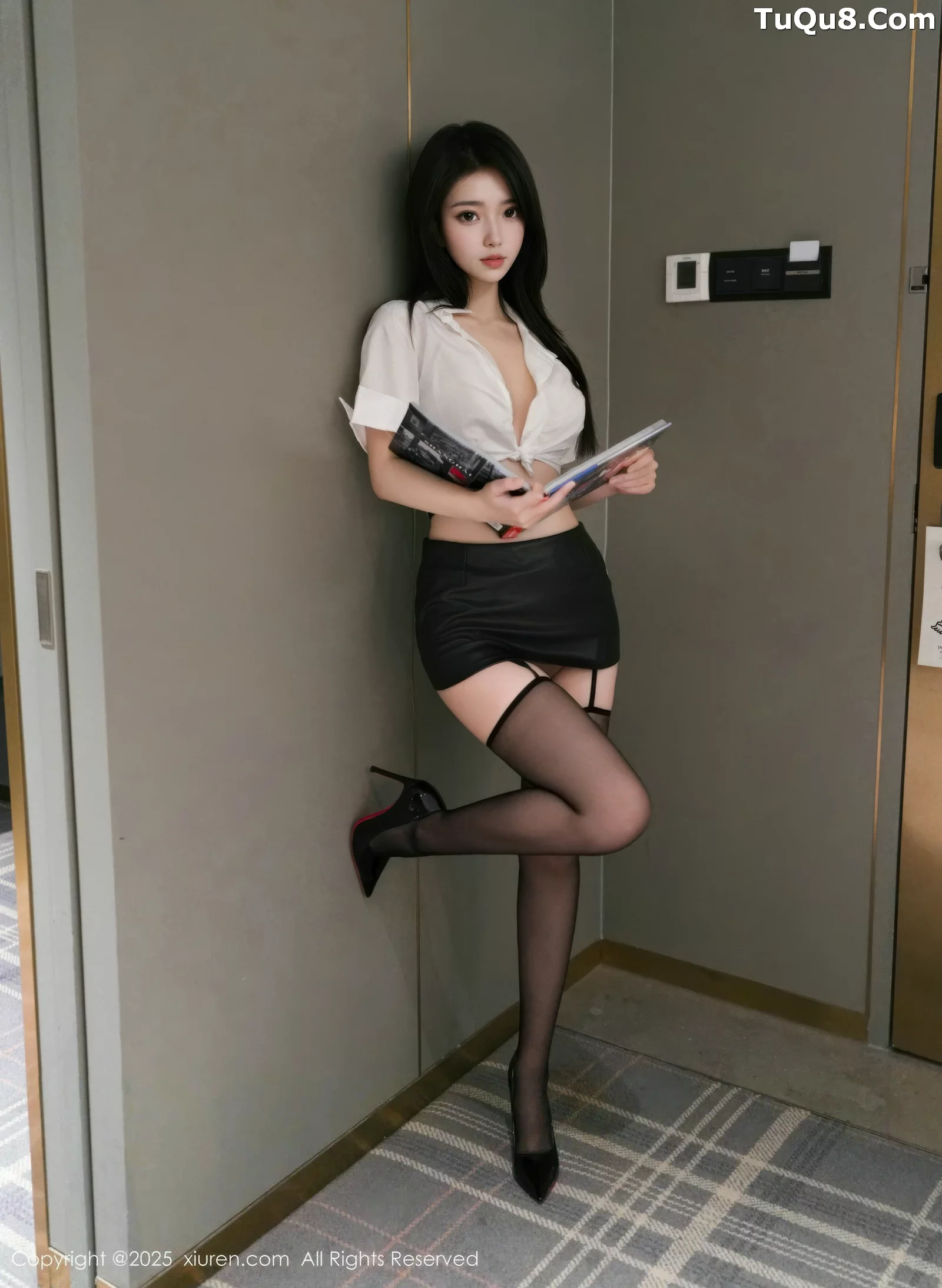 [[XiuRen秀人网]秀人网]No.10669_新人模特烧烧小桃性感黑色情趣内衣配黑丝吊袜秀曼妙身材诱惑写真99P