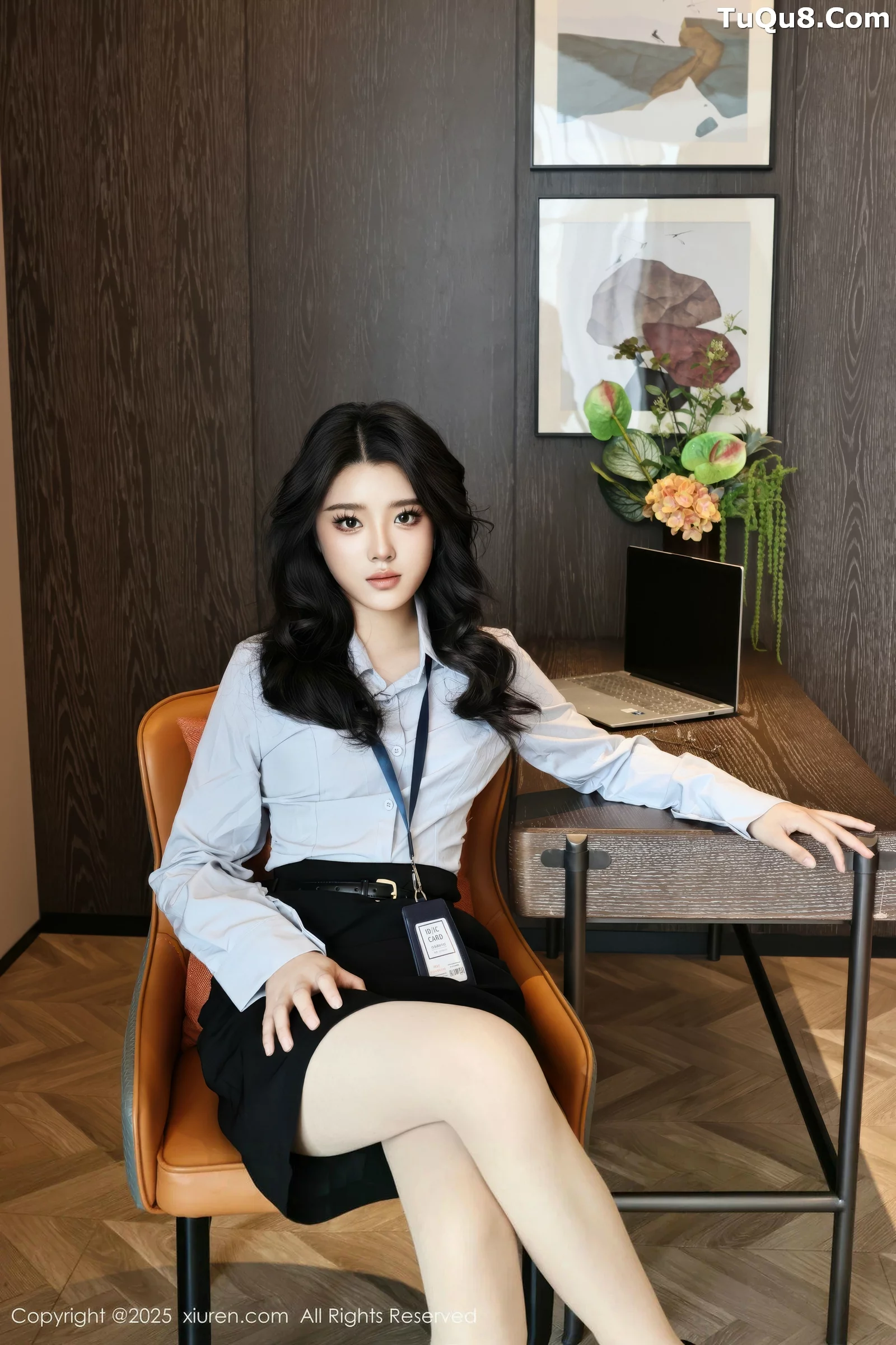 [[XiuRen秀人网]秀人网]No.10674_模特糯梨子性感蓝色衬衫配黑短裙露超薄肉丝秀曼妙身姿诱惑写真60P