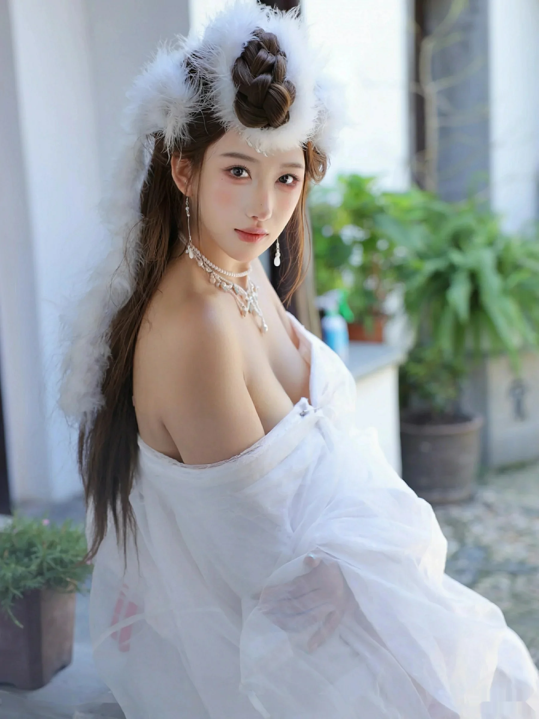 [[XiuRen秀人网]秀人网]No.10843_模特金允希Yuki性感白色锦毛鼠装扮低胸秀丰腴身材完美诱惑写真78P