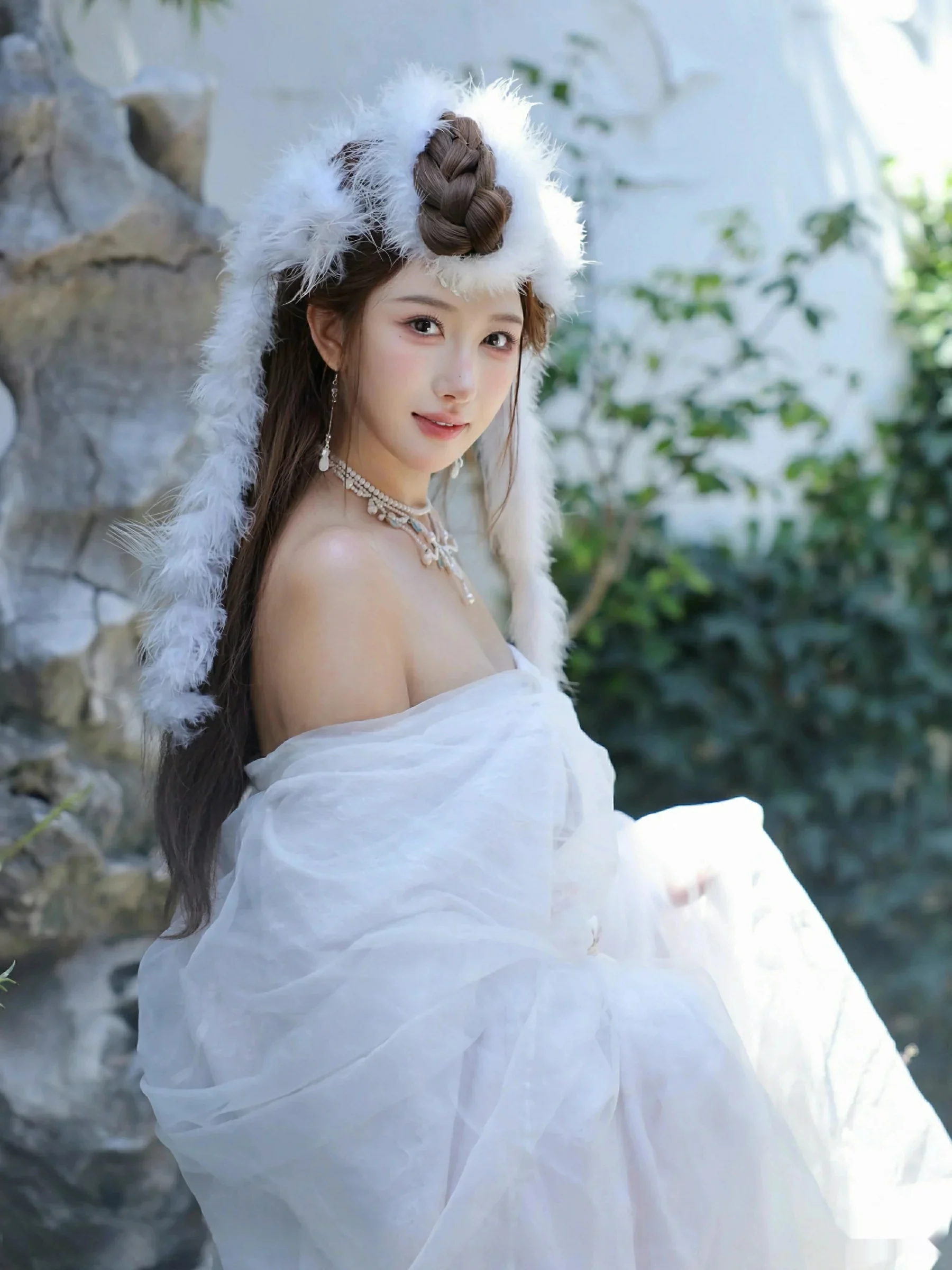 [[XiuRen秀人网]秀人网]No.10843_模特金允希Yuki性感白色锦毛鼠装扮低胸秀丰腴身材完美诱惑写真78P