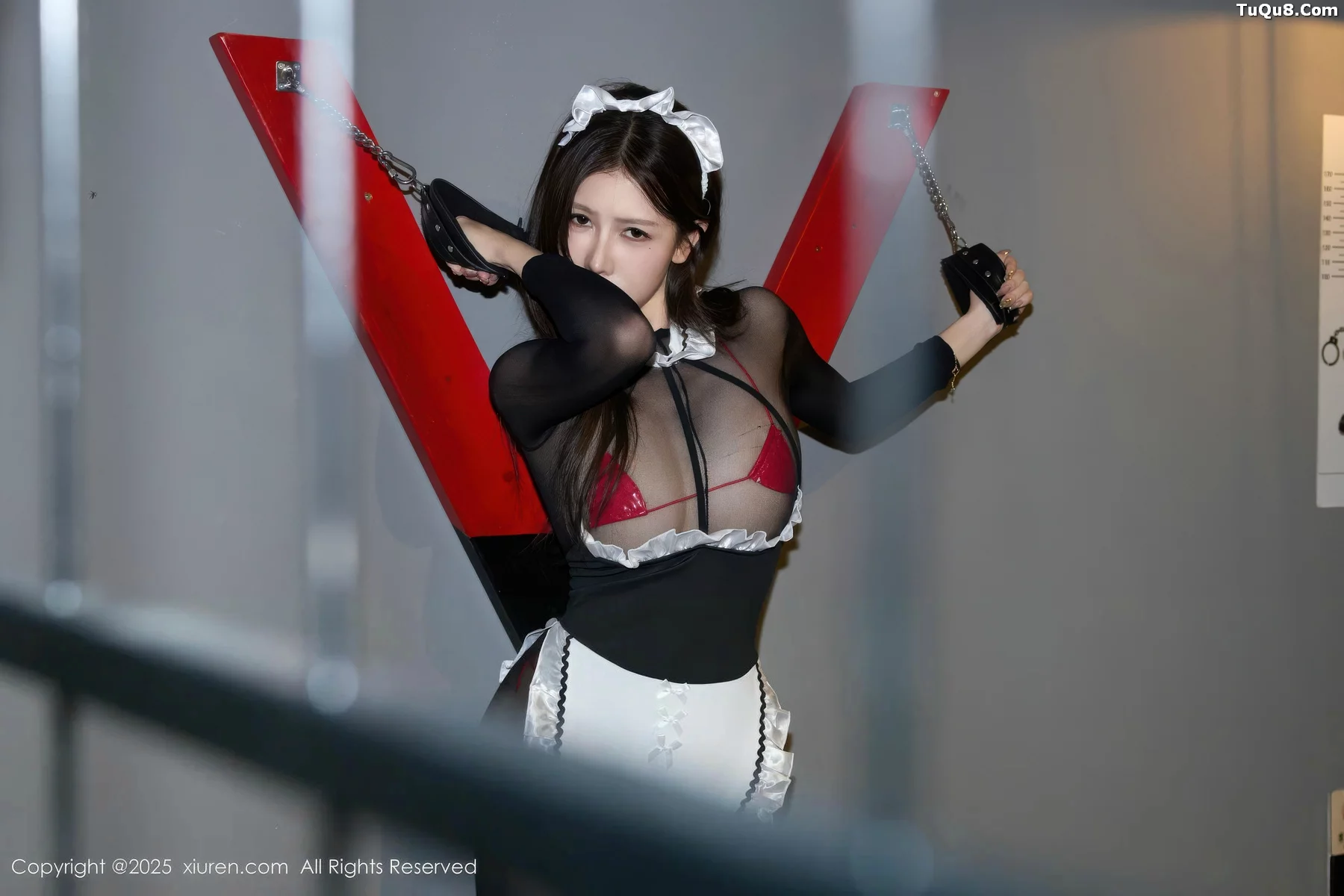 [[XiuRen秀人网]秀人网]No.10957_模特尹甜甜sunny性感女仆装露黑色连体丝袜秀惹火身材诱惑写真85P