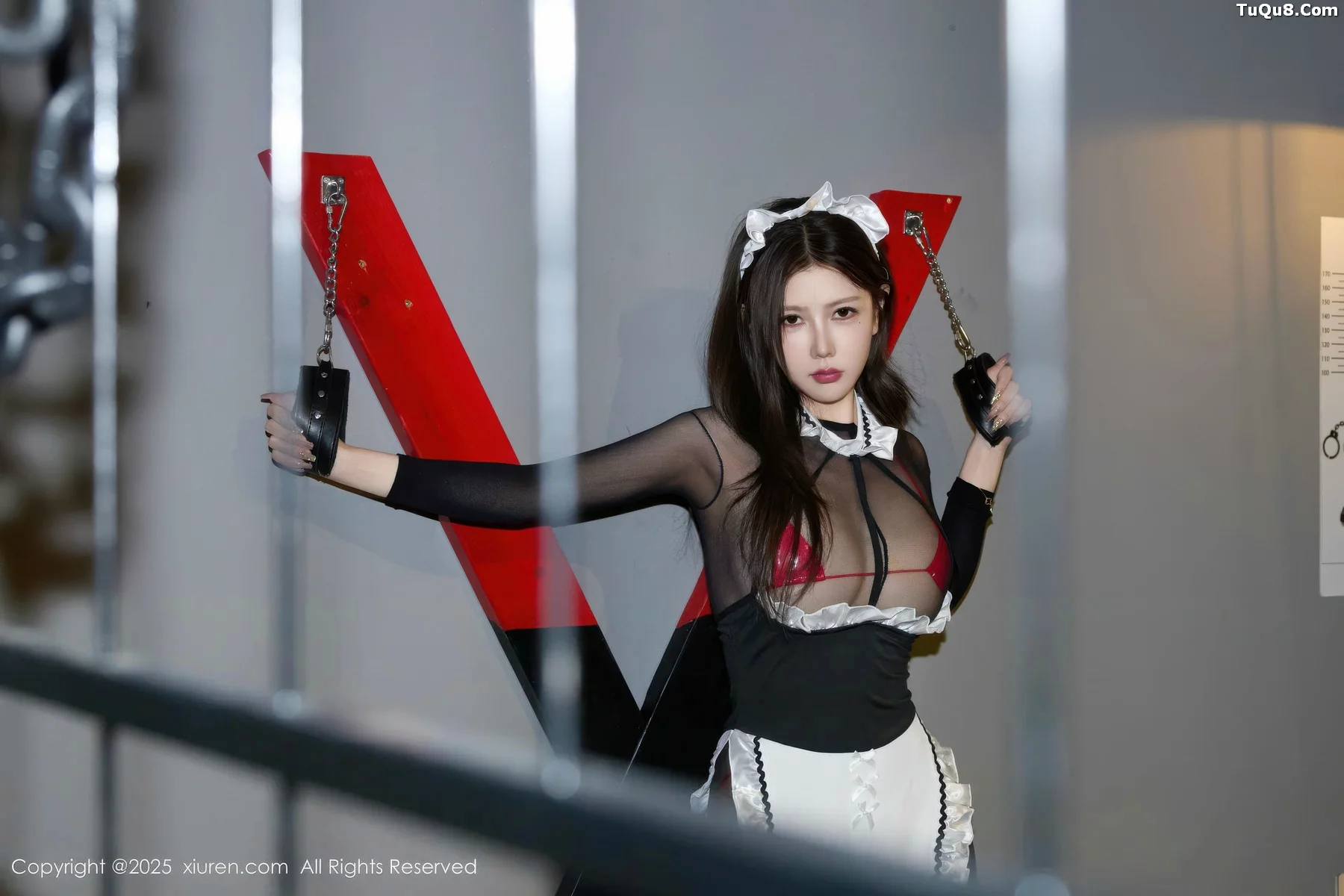 [[XiuRen秀人网]秀人网]No.10957_模特尹甜甜sunny性感女仆装露黑色连体丝袜秀惹火身材诱惑写真85P